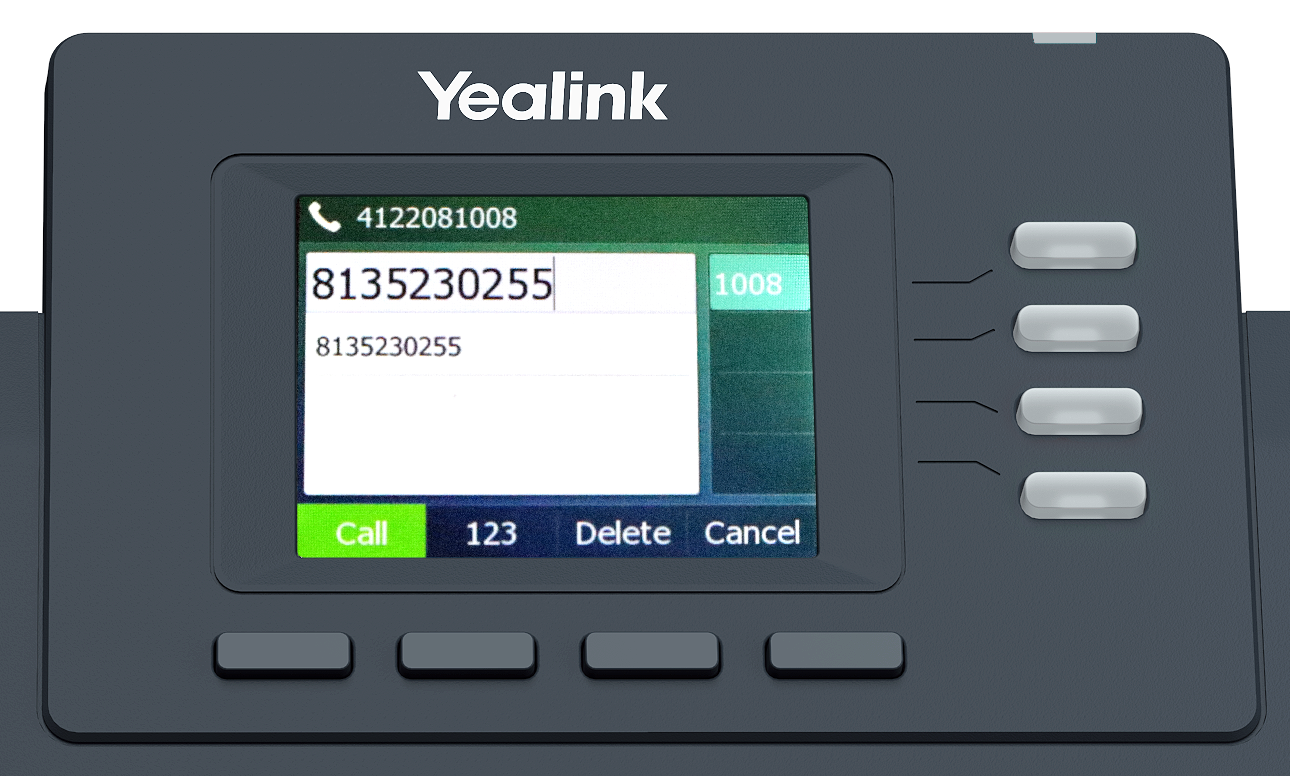 This is an image of the Yealink T33 desktop device using the desk mount.