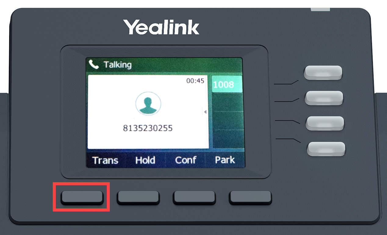 This is an image of the Yealink T33 desktop highlighting the handset and headset ports on the side.