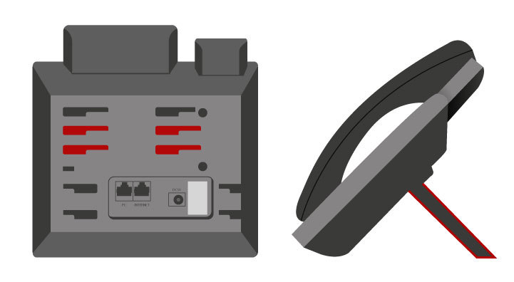 This is an image of the Yealink T33 desktop device using the desk mount.